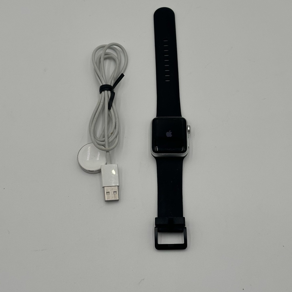 Apple Watch Series 3 38mm GPS Silver Aluminum Black Sport Band A1858